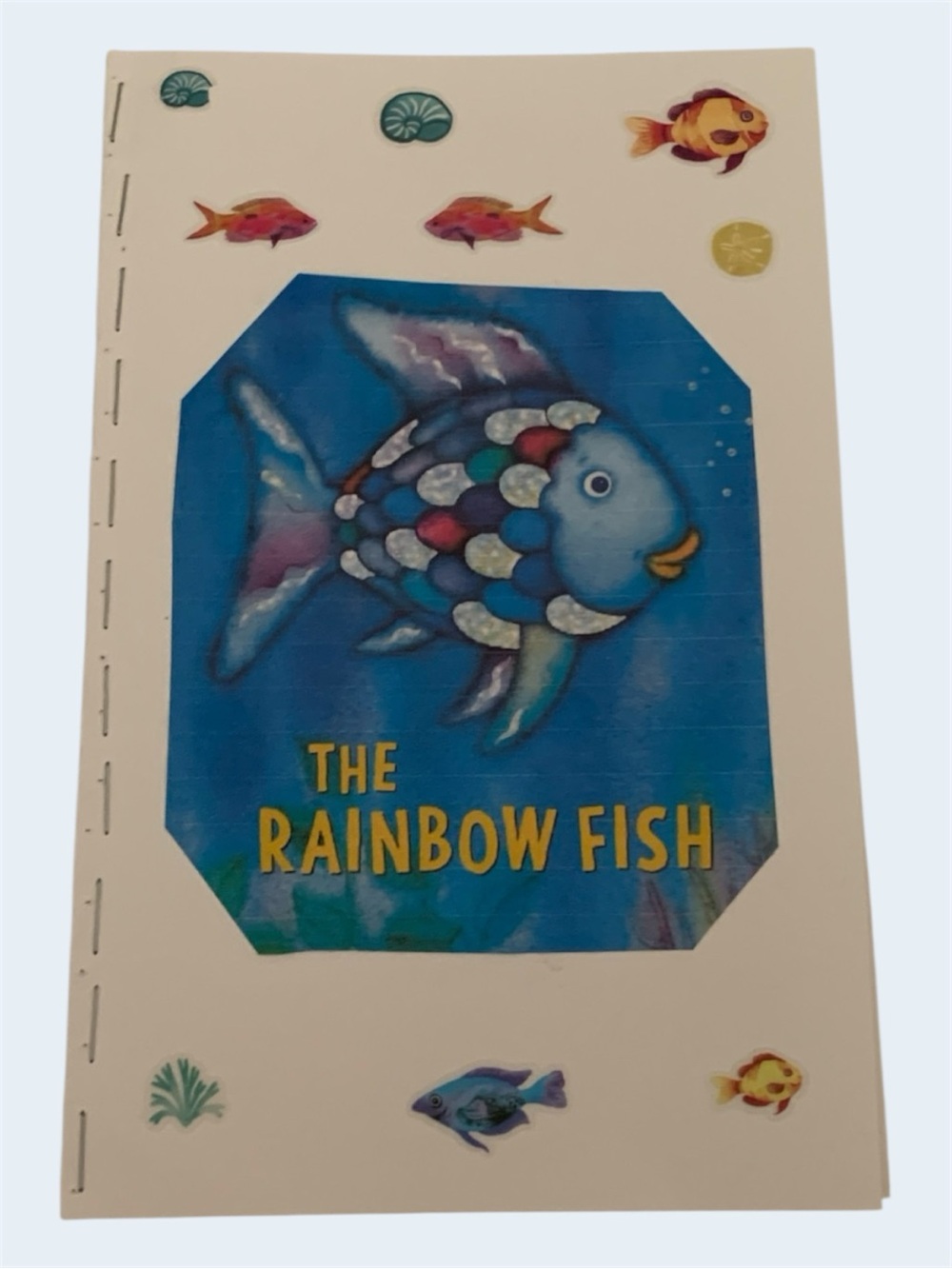 Handmade Rainbow Fish Upcycled Notebook Journal- Lined Notepad 1 Set